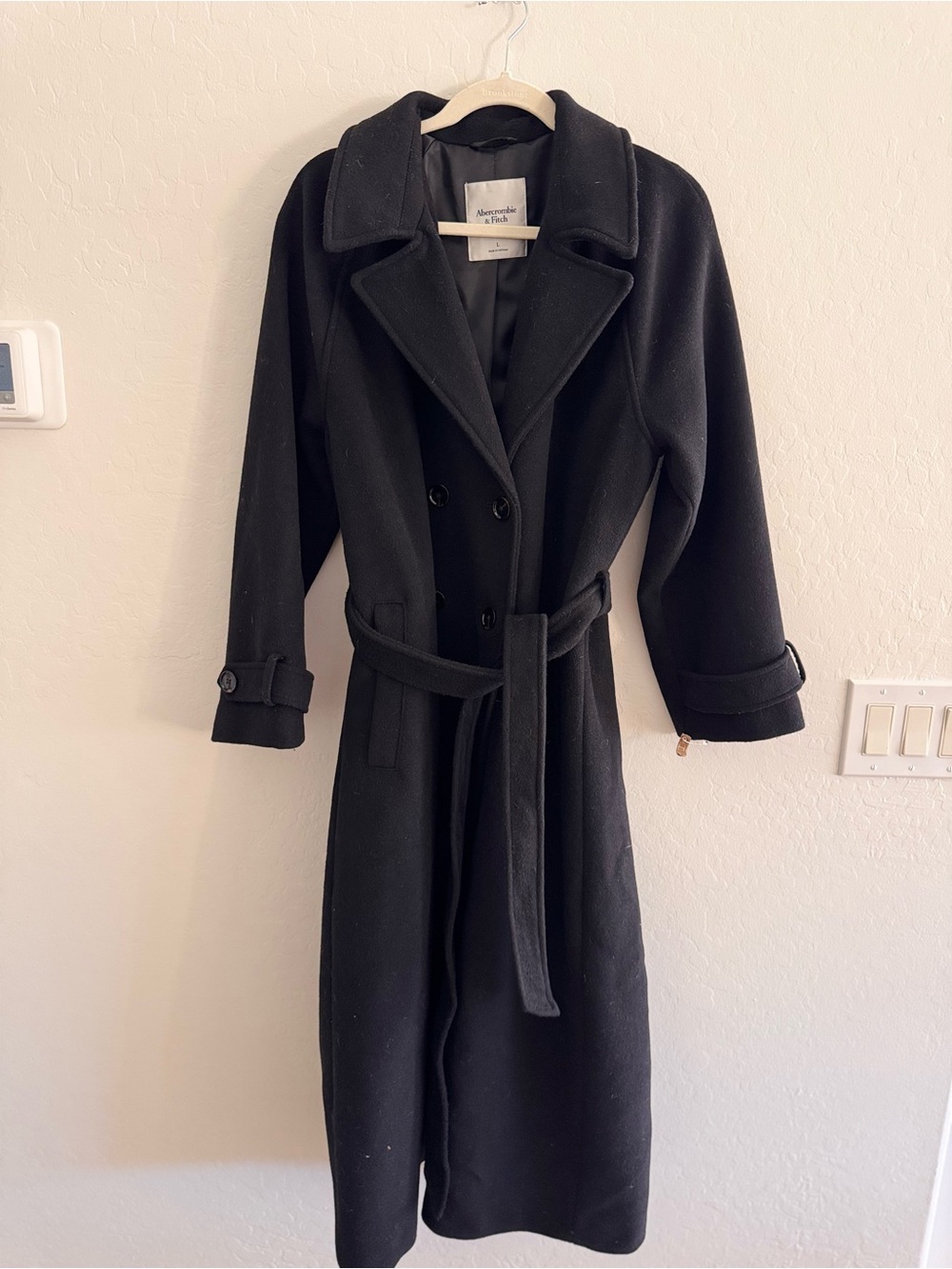Abercrombie & Fitch Black Long Wool Trench Dress